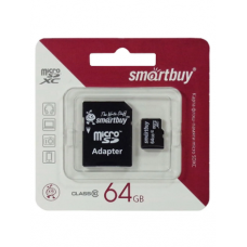 MicroSD SmartBuy 64 Гб с адаптером HC класс 10