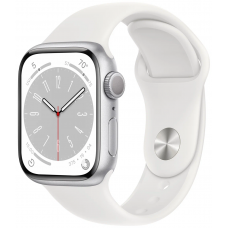 Умные часы Apple Watch Series 8, 45mm, Silver Aluminum Case with Sport Band, White