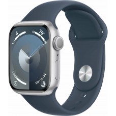 Часы Apple Watch Series 9 41mm Aluminium Case, Silver/Storm Blue Sport Band S/M