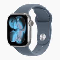 Часы Apple Watch Series 11 46mm Space Gray Aluminium Case With Anchor Blue Sport Band S/M (Серый/Синий)